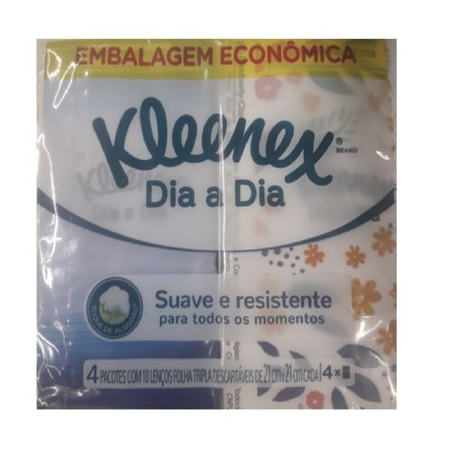 Kit Lenço Kleenex De Bolso 4 Pacotes Com 10 Unidades Embalagem Econômica