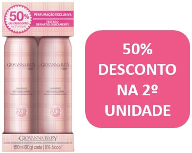Desodorante Giovanna Baby Classic Aerossol 90g Com 02 Unidades Com 50% De Desconto Na Segunda Unidade