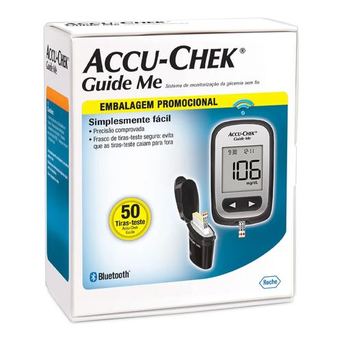 Kit Medidor de Glicemia Accu-Chek Guide Me com 50 Tiras