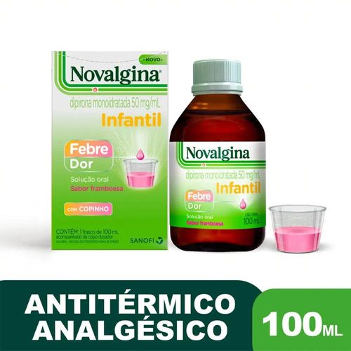 Analgesico Infantil Novalgina 50mg-ml Framboesa-Sanofi 100ml Copo Dosador.