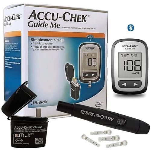 Kit Medidor de Glicemia Accu-Chek Guide Me - Com 10 Tiras