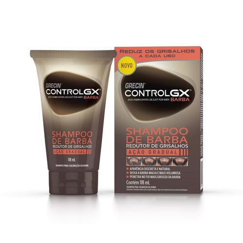 Shampoo De Coloração Para Barba Redutor De Grisalhos Grecin Control Gx 118ml