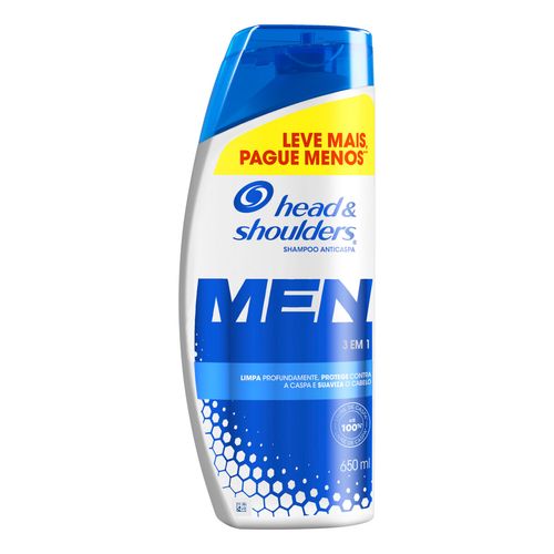 Shampoo Head & Shoulders Men Anticaspa 3 Em 1 Frasco 650ml Leve Mais Pague Menos