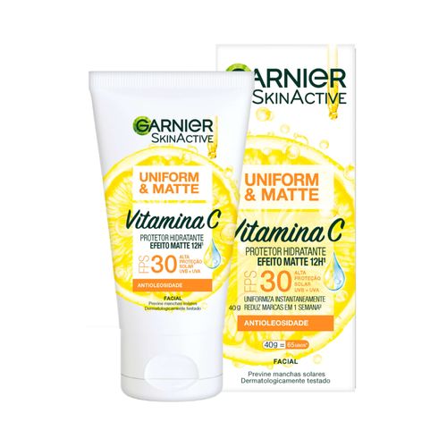 Protetor Solar Facial Hidratante Garnier Uniform & Matte Vitamina C Fps 30 Com 40g