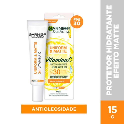 Protetor Solar Facial Hidratante Garnier Uniform & Matte Vitamina C Fps 30 Com 15g
