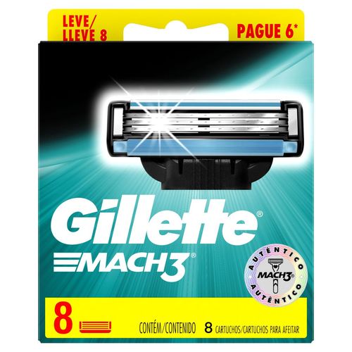 Carga Para Aparelho De Barbear Gillette Mach3 Com 8 Unidades