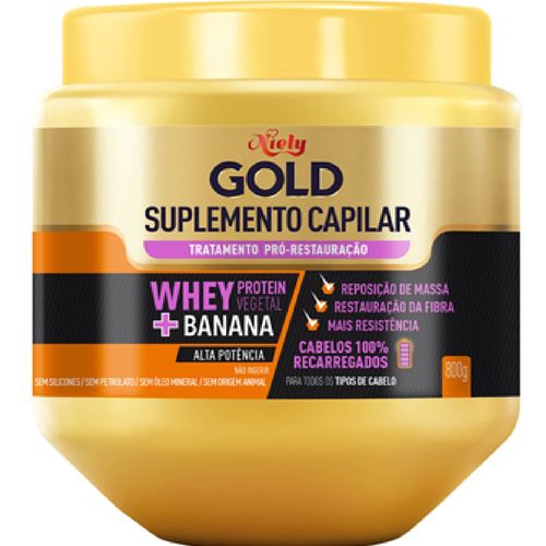 Cr Eme De Tratamento Niely Gold Suplemento Capilar  Whey Protein + Banana 800g