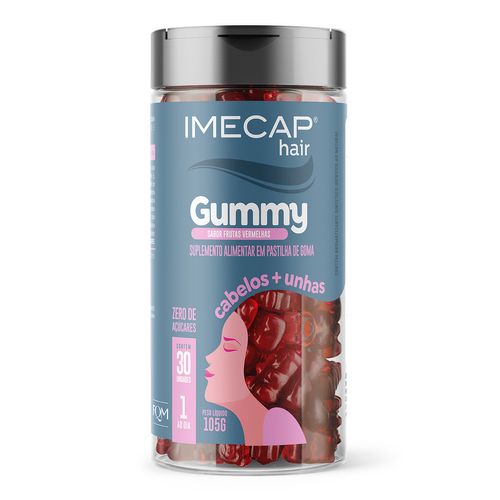 Imecap Hair Gummy 30 Gomas - Suplemento Em Gomas Para Cabelos E Unhas Com Sabor A Frutas Vermelhas