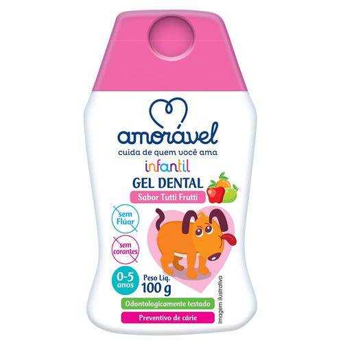 Gel Dental Infantil Amorável Tutti-Frutti Sem Flúor Com 100g