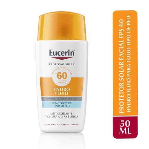Eucerin Sun Hydro Fluid Fps 60 Fluido Facial Ultra Leve 50ml