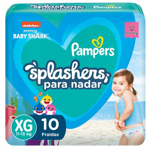 Fralda Pampers Splashers Baby Shark Tamanho G/Xg Com 10 Unidades