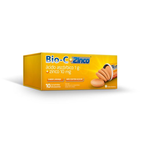 Bio C Zinco 1g Sabor Laranja Com 10 Comprimidos Efervescentes Sem Açucar