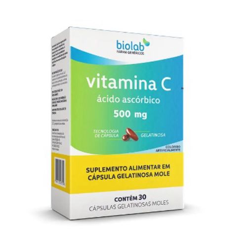 Suplemento Alimentar VItamina C 500mg Biolab GN 30cps gelatinosas