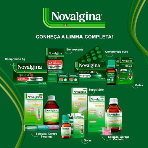 Novalgina Dipirona Sódica 1g Com 10 Comprimidos