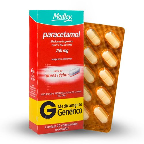 Paracetamol 750mg Com 20 comprimidos genérico Medley