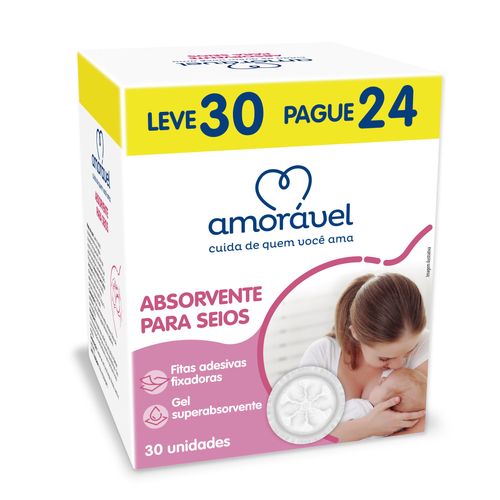 Absorvente para Seios Amorável leve 30 pague 24 Unidades.