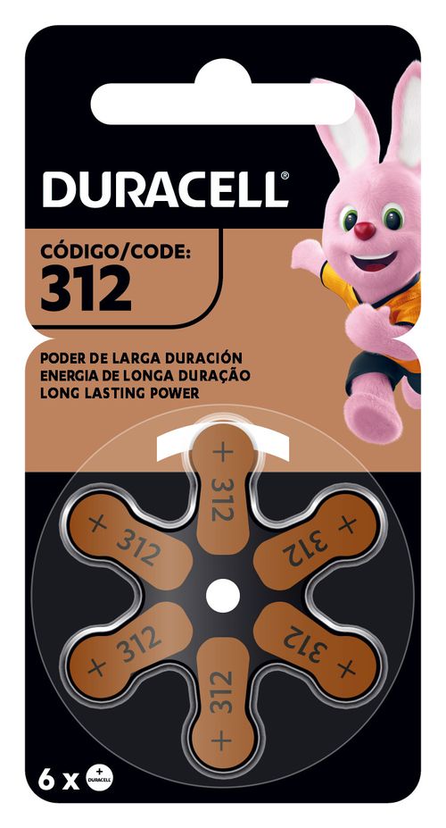 Pilha Duracell auditiva Ha 312 com 6 unidades