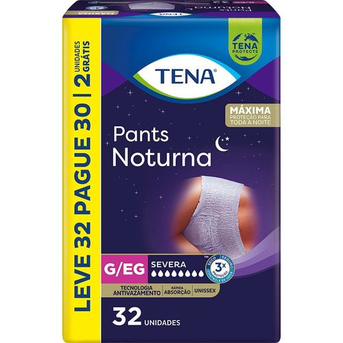 Roupa Íntima Tena Pants Noturna G/EG Leve 32 Pague 30 Unidades