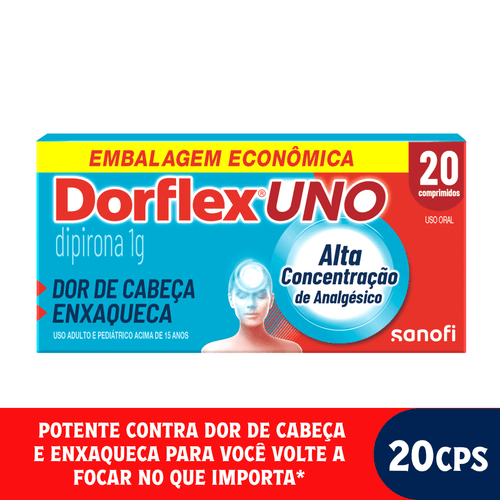 Dorflex Uno Dipirona 1g Enxaqueca 20 Comprimidos