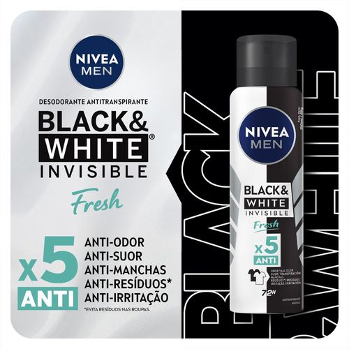 NIVEA MEN Desodorante Antitranspirante Aerossol Invisible Black & White Fresh 150ml