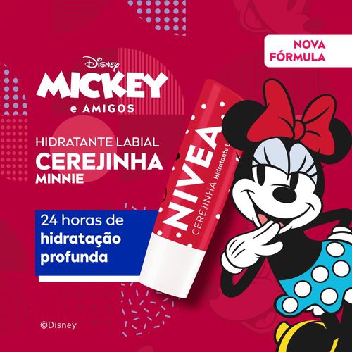 Hidratante labial Nivea Cereja shine edição Limitada minnie Disney mickey E Amigos 4,8g