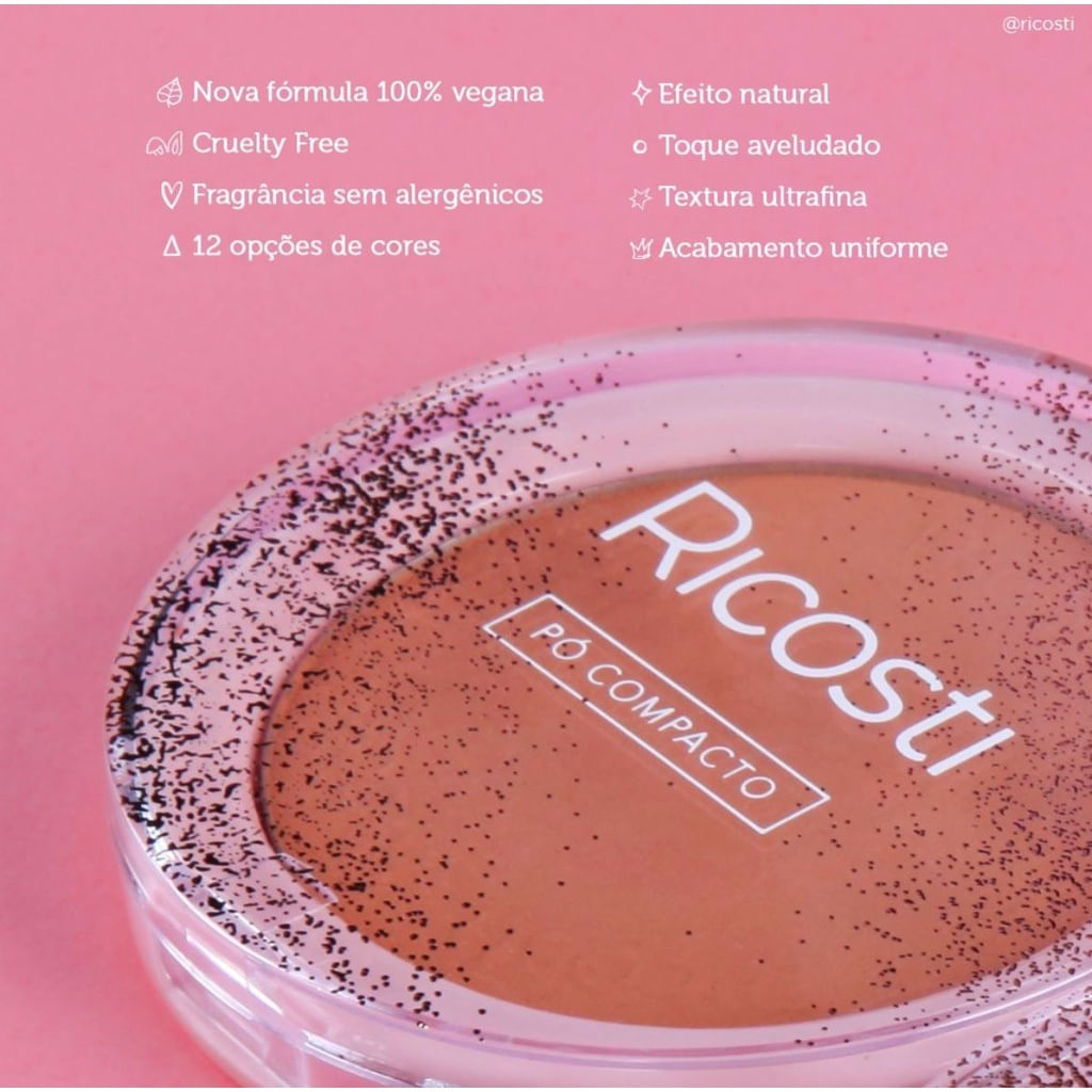Encontraproduto.com.br - Pó Compacto Vegano Cor: 06 Ricosti 10g