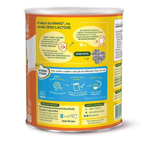 Composto Lácteo NINHO Zero Lactose Lata 700g