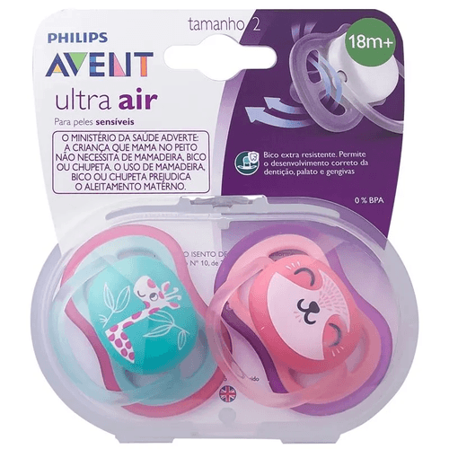 Chupeta Ultra Air 18M+ Philips Avent Rosa 2 Unidades