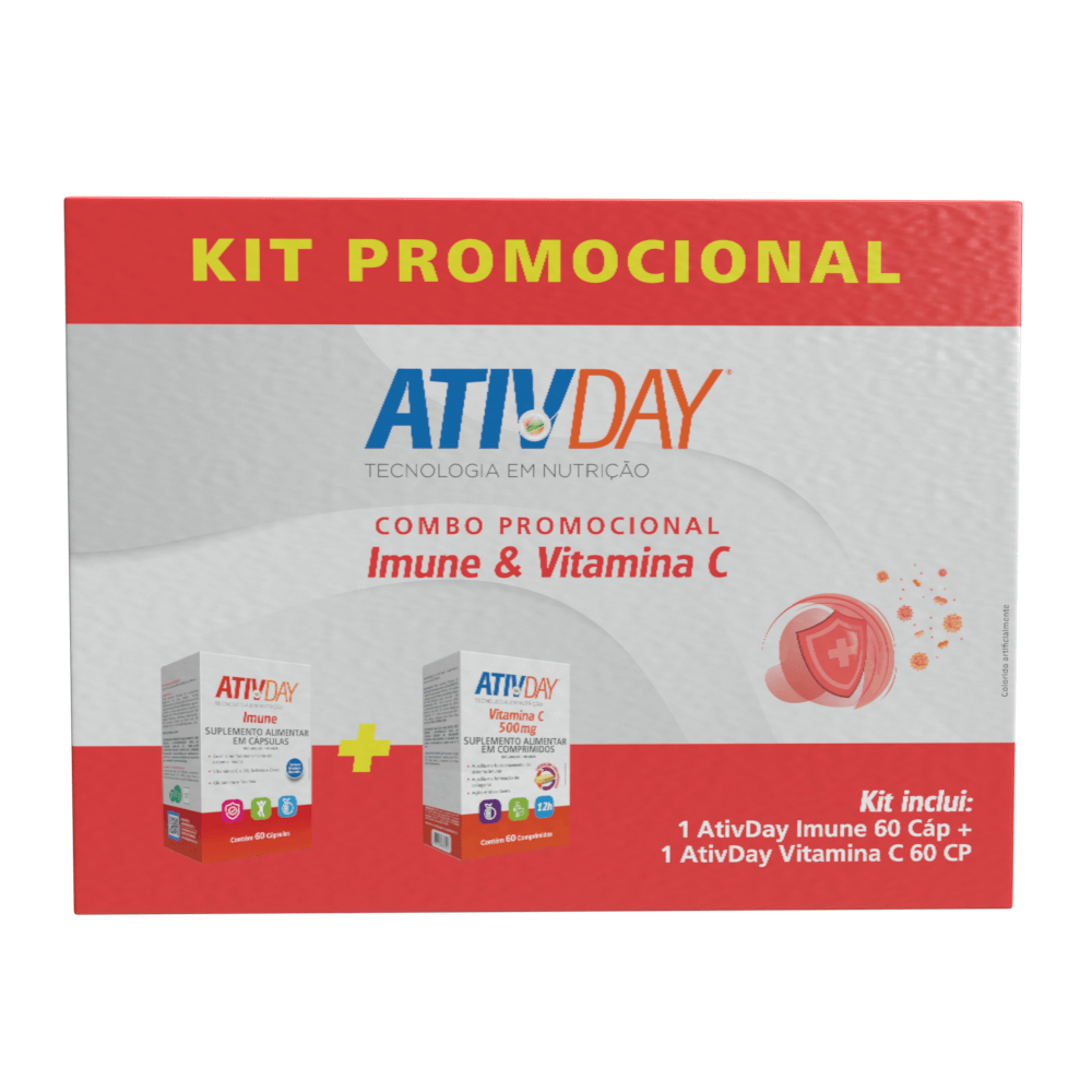 Combo Promocional Ativday Imune Com 60 Cápsulas/Ativday Vitamina C Com 60 Comprimidos