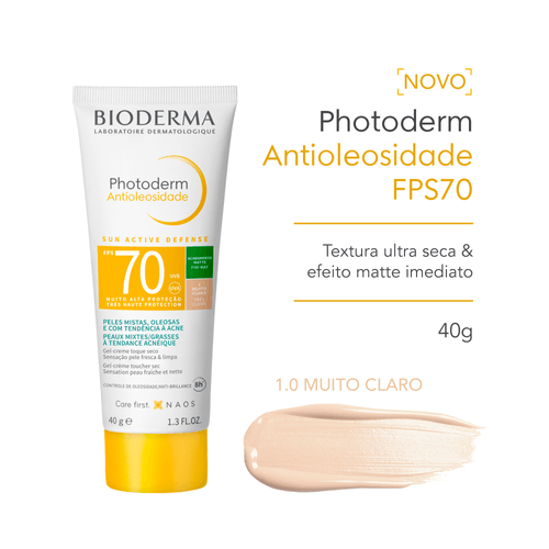 Protetor Solar Bioderma Photoderm Antioleosidade Cor 1.0 FPS70 40g