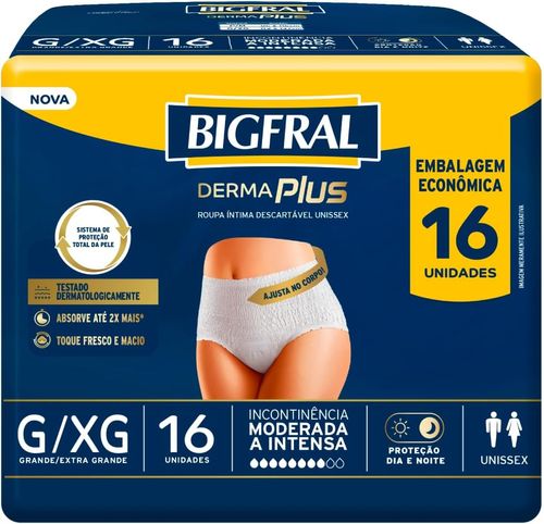 Roupa Íntima Bigfral Derma Plus G/XG 16 Unidades