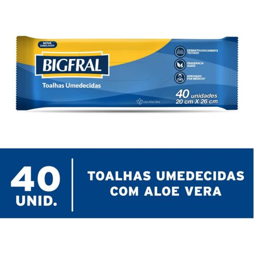 Toalha Umedecida Bigfral 40 Unidades