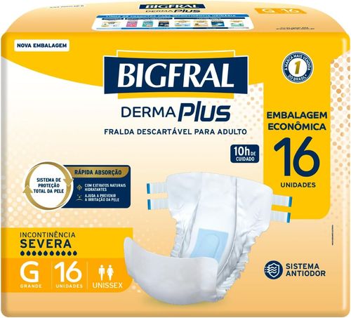 Fralda Bigfral Derma Plus G 16 Unidades