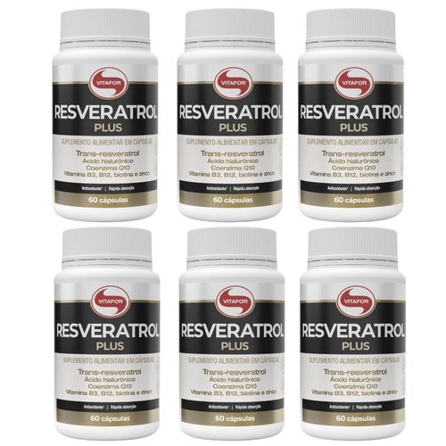 Kit 6x Resveratrol Plus 165mg 60 caps Vitafor