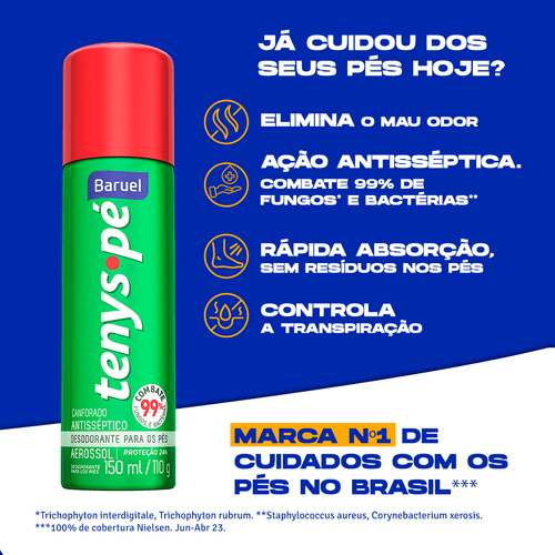 Desodorante Tenys Pé Baruel Cânfora Aerosol 100g