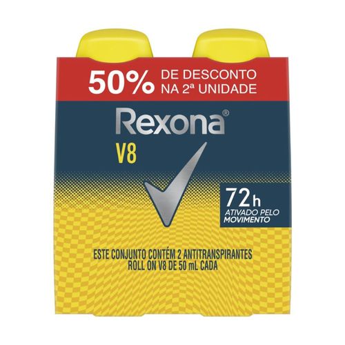 Kit Antitranspirante Rexona Rollon V8 50ml 2 Unidades