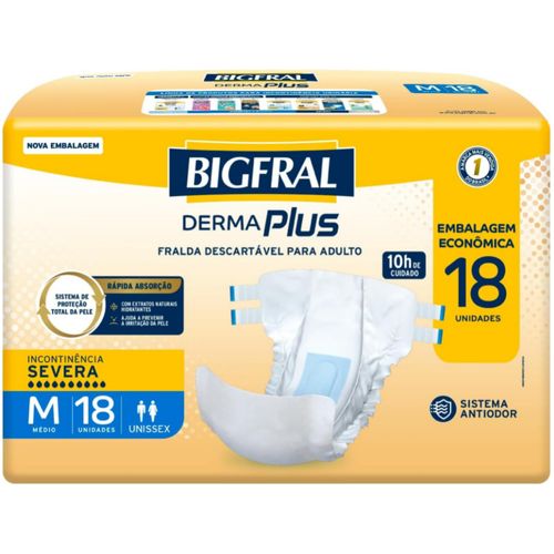 Fralda Bigfral Derma Plus M 18 Unidades