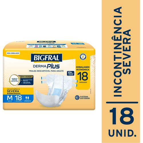 Fralda Bigfral Derma Plus M 18 Unidades