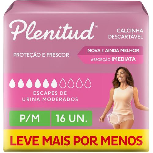 Roupa Íntima Plenitud Femme Incontinência P/M 16 Unidades