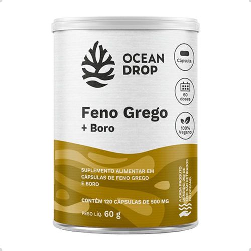 Feno Grego + Boro Vegano - 500mg - 120 Cápsulas - Ocean Drop