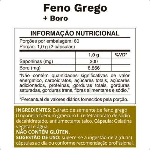 Feno Grego + Boro Vegano - 500mg - 120 Cápsulas - Ocean Drop