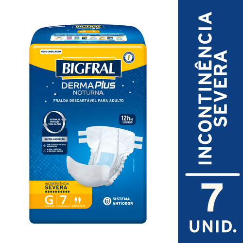 Fralda Bigfral Derma Plus Noturna G 7 Unidades