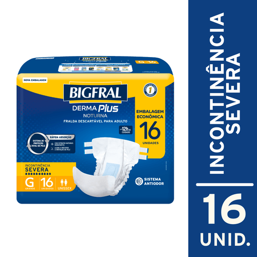 Fralda Bigfral Derma Plus Noturna G 16 Unidades