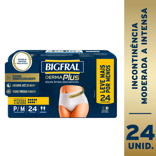 Roupa Íntima Bigfral Derma Plus P/M 24 Unidades