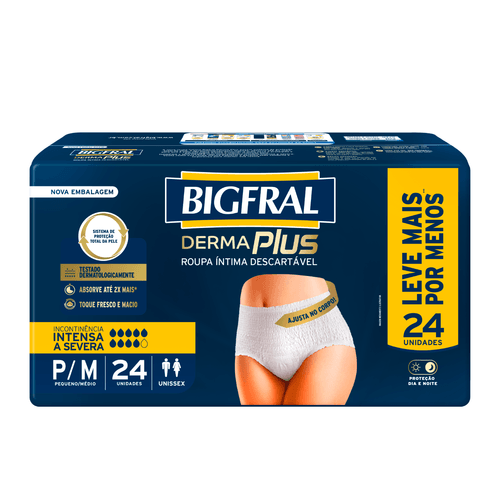 Roupa Íntima Bigfral Derma Plus P/M 24 Unidades