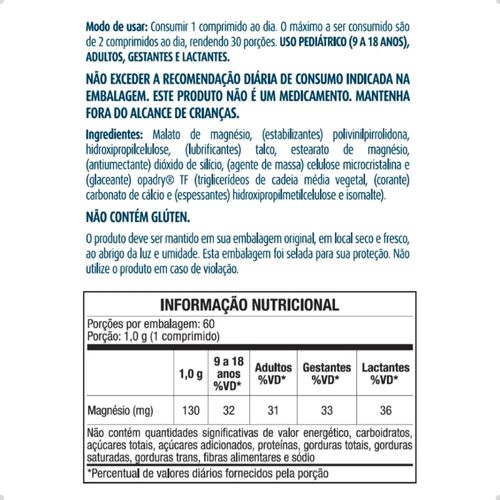 Magnésio Dimalato 650mg - 60 Cápsulas | Equaliv